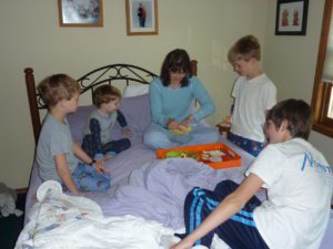 Julie and four of her five boys.