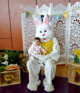 Sitting with Easter Bunny