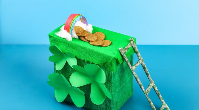 Handmade trap with gold to attract a Leprechaun